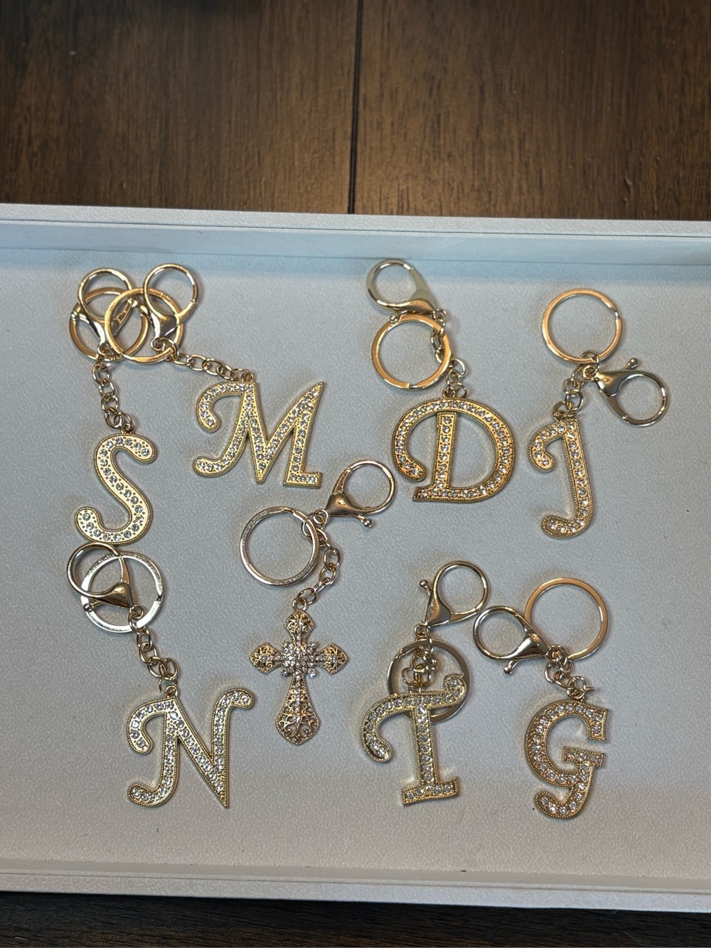 8 New Gold-Tone Rhinestone Keychains – Reseller Lot